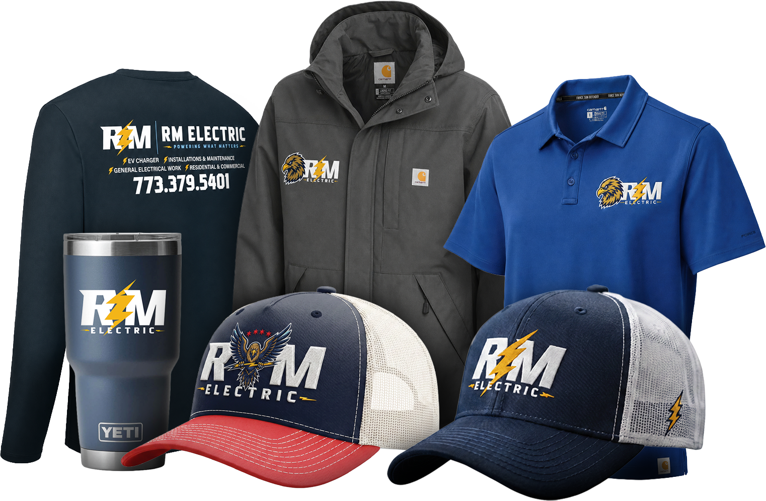 RM Electric branded apparel set